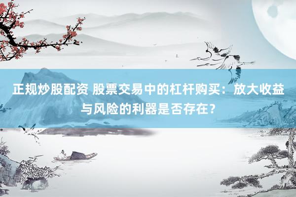 正规炒股配资 股票交易中的杠杆购买：放大收益与风险的利器是否存在？