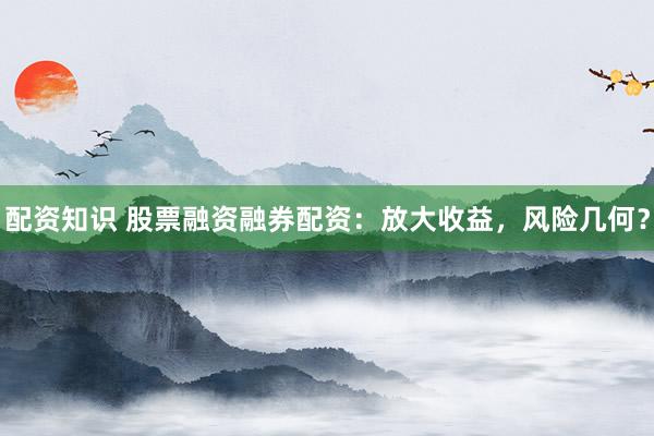 配资知识 股票融资融券配资：放大收益，风险几何？