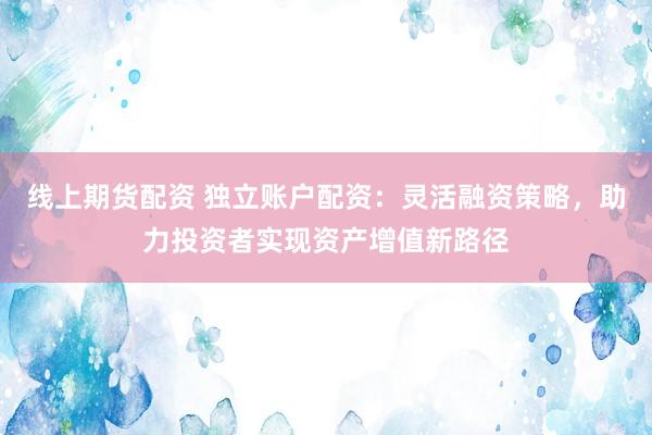 线上期货配资 独立账户配资：灵活融资策略，助力投资者实现资产增值新路径