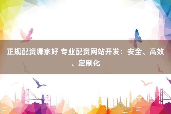 正规配资哪家好 专业配资网站开发：安全、高效、定制化