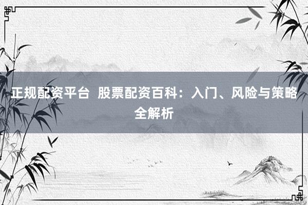 正规配资平台  股票配资百科：入门、风险与策略全解析
