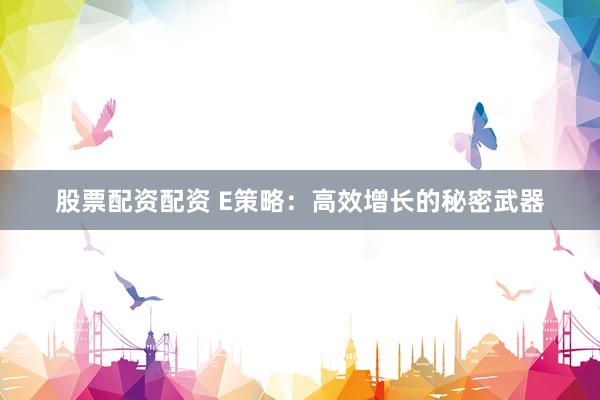 股票配资配资 E策略：高效增长的秘密武器