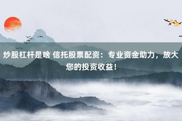 炒股杠杆是啥 信托股票配资：专业资金助力，放大您的投资收益！