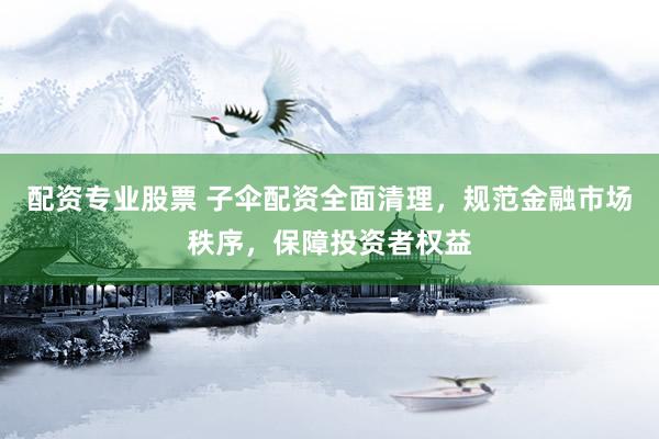 配资专业股票 子伞配资全面清理，规范金融市场秩序，保障投资者权益