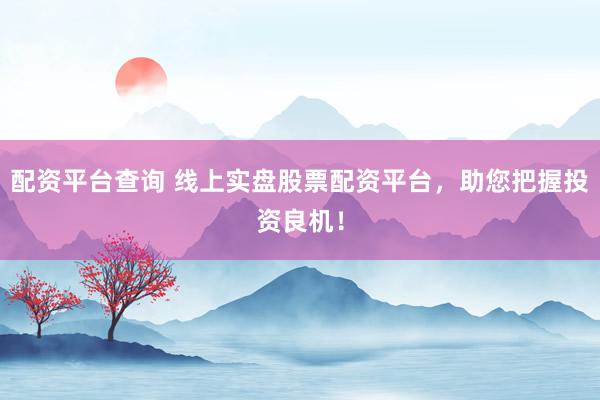 配资平台查询 线上实盘股票配资平台,助您把握投资良机!