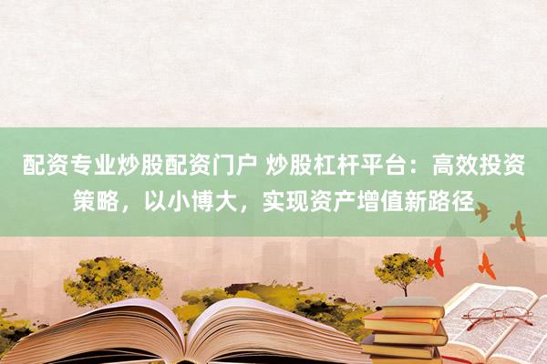 配资专业炒股配资门户 炒股杠杆平台：高效投资策略，以小博大，实现资产增值新路径