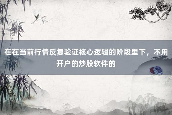 在在当前行情反复验证核心逻辑的阶段里下，不用开户的炒股软件的